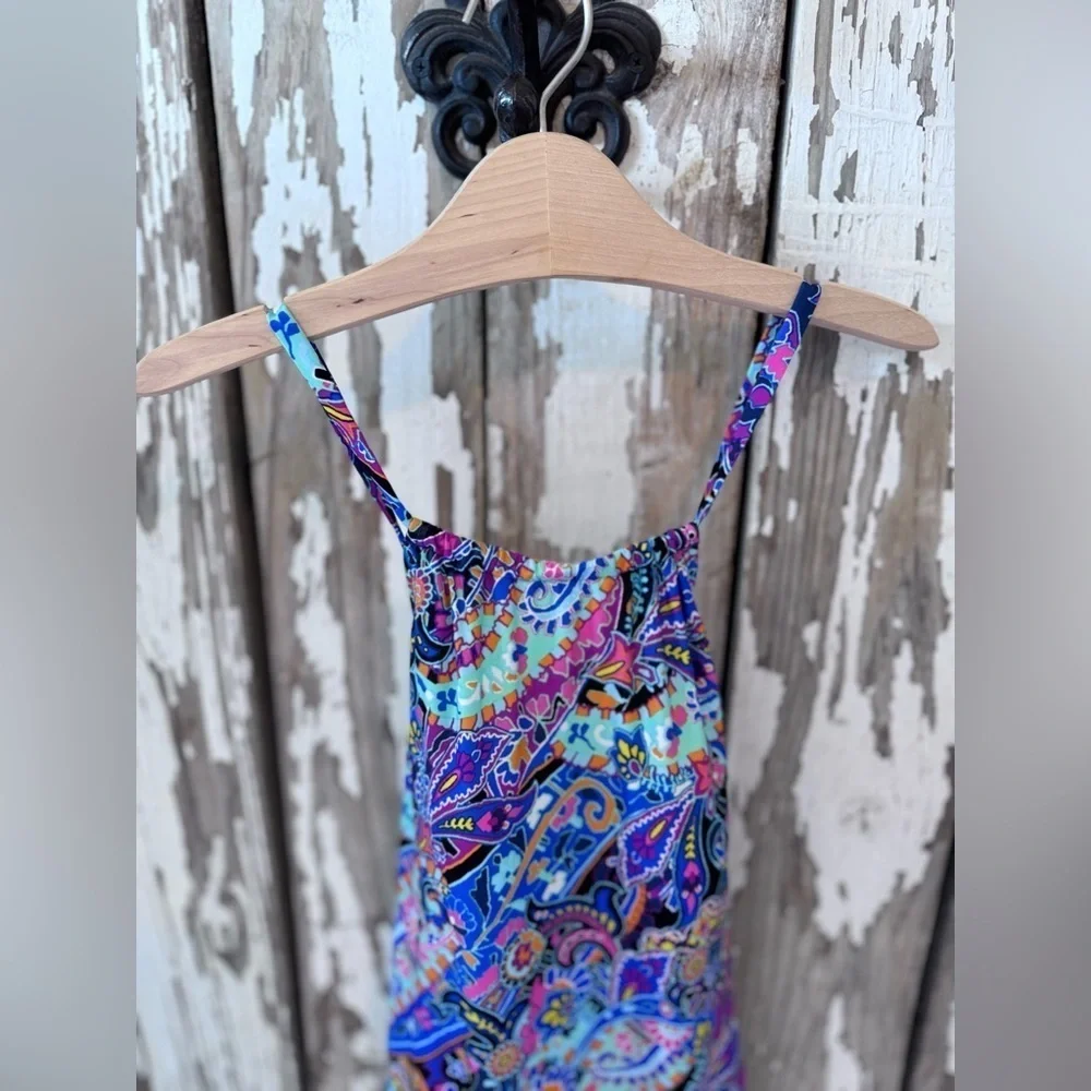 Coastal Zone by Jantzen One Piece size Large Paisley Print Swimsuit Back tie